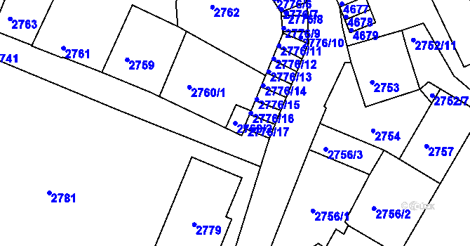 Parcela st. 2760/2 v KÚ Kutná Hora, Katastrální mapa