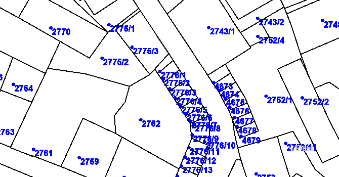 Parcela st. 2776/3 v KÚ Kutná Hora, Katastrální mapa