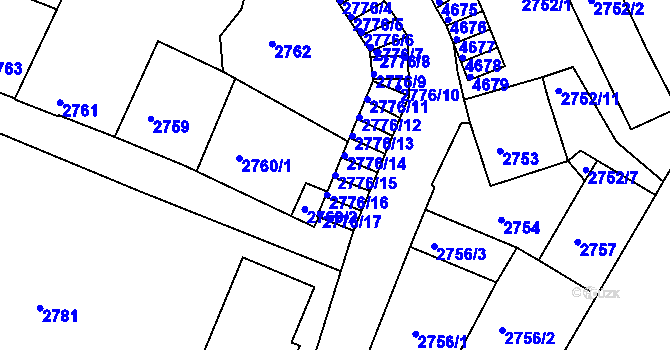 Parcela st. 2776/15 v KÚ Kutná Hora, Katastrální mapa