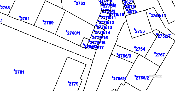 Parcela st. 2776/17 v KÚ Kutná Hora, Katastrální mapa