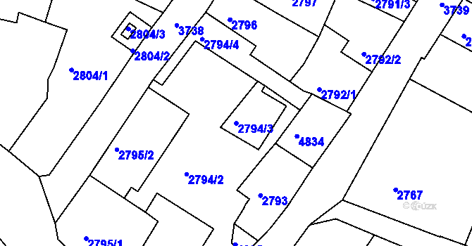 Parcela st. 2794/3 v KÚ Kutná Hora, Katastrální mapa
