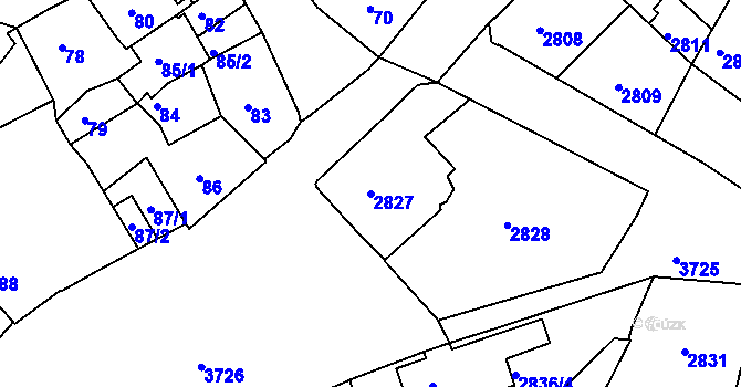 Parcela st. 2827 v KÚ Kutná Hora, Katastrální mapa