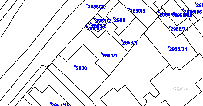 Parcela st. 2961/1 v KÚ Kutná Hora, Katastrální mapa