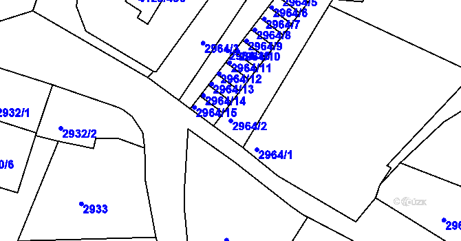 Parcela st. 2964/2 v KÚ Kutná Hora, Katastrální mapa
