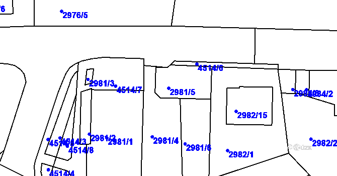 Parcela st. 2981/5 v KÚ Kutná Hora, Katastrální mapa