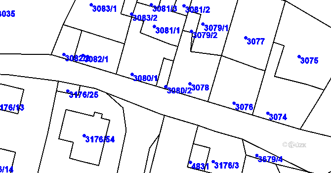 Parcela st. 3080/2 v KÚ Kutná Hora, Katastrální mapa