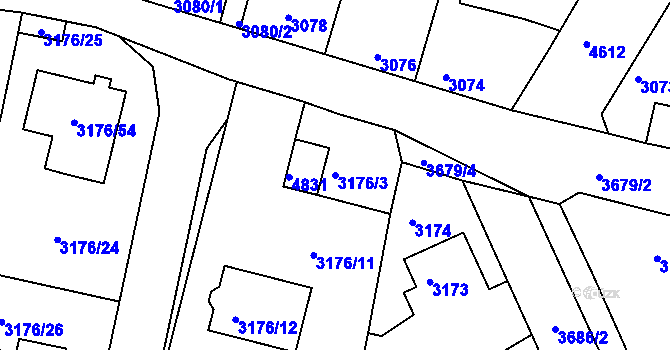 Parcela st. 3176/3 v KÚ Kutná Hora, Katastrální mapa