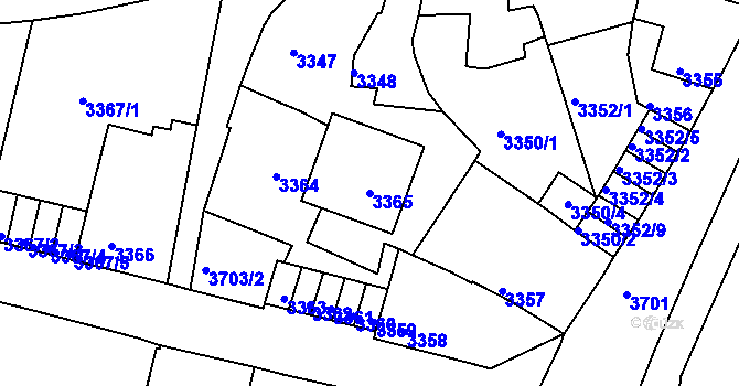 Parcela st. 3365 v KÚ Kutná Hora, Katastrální mapa