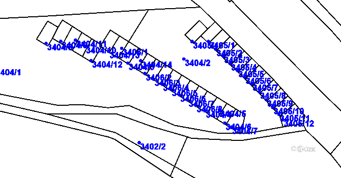 Parcela st. 3406/5 v KÚ Kutná Hora, Katastrální mapa