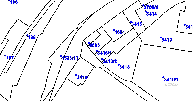 Parcela st. 3416/1 v KÚ Kutná Hora, Katastrální mapa