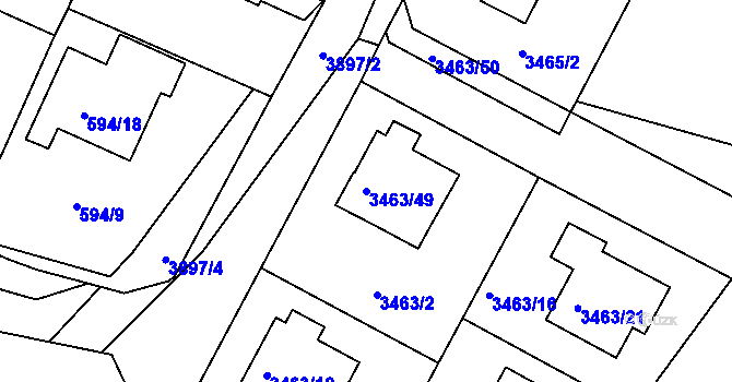 Parcela st. 3463/49 v KÚ Kutná Hora, Katastrální mapa