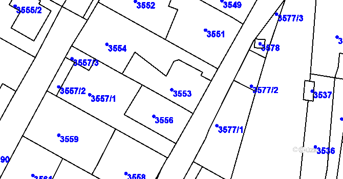 Parcela st. 3553 v KÚ Kutná Hora, Katastrální mapa