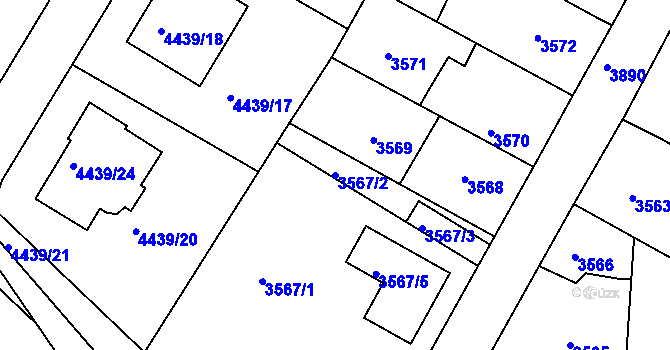 Parcela st. 3567/2 v KÚ Kutná Hora, Katastrální mapa