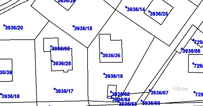 Parcela st. 3936/26 v KÚ Kutná Hora, Katastrální mapa
