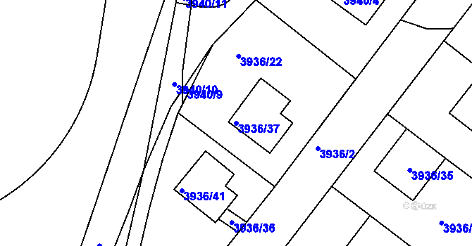 Parcela st. 3936/37 v KÚ Kutná Hora, Katastrální mapa