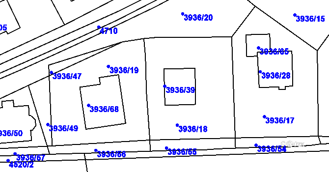 Parcela st. 3936/39 v KÚ Kutná Hora, Katastrální mapa