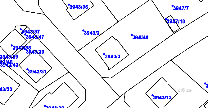 Parcela st. 3943/3 v KÚ Kutná Hora, Katastrální mapa