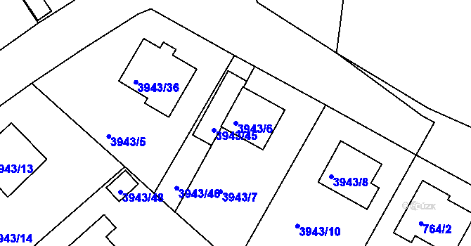 Parcela st. 3943/6 v KÚ Kutná Hora, Katastrální mapa