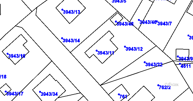 Parcela st. 3943/11 v KÚ Kutná Hora, Katastrální mapa