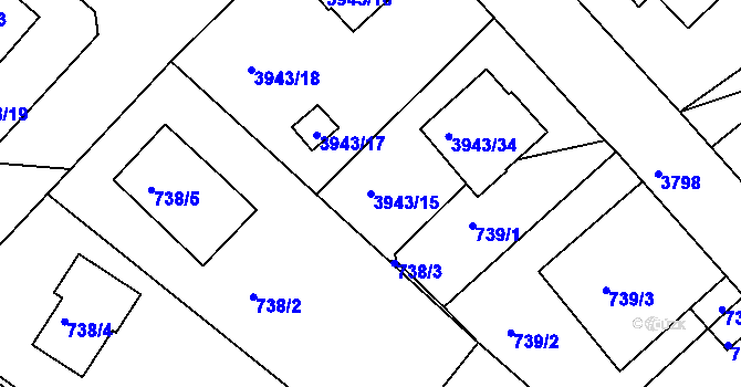 Parcela st. 3943/15 v KÚ Kutná Hora, Katastrální mapa