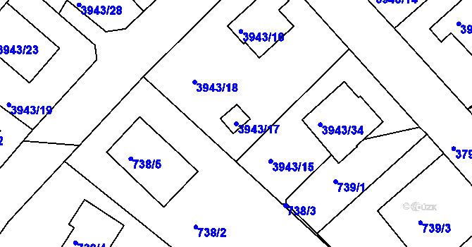 Parcela st. 3943/17 v KÚ Kutná Hora, Katastrální mapa