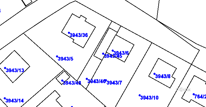 Parcela st. 3943/45 v KÚ Kutná Hora, Katastrální mapa