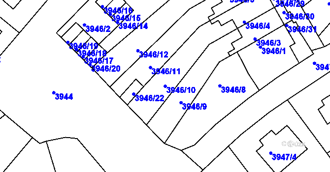 Parcela st. 3946/10 v KÚ Kutná Hora, Katastrální mapa