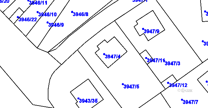 Parcela st. 3947/4 v KÚ Kutná Hora, Katastrální mapa