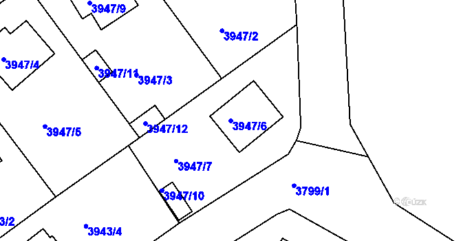 Parcela st. 3947/6 v KÚ Kutná Hora, Katastrální mapa