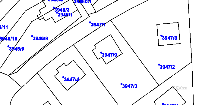 Parcela st. 3947/9 v KÚ Kutná Hora, Katastrální mapa