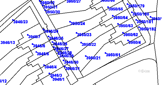 Parcela st. 3950/22 v KÚ Kutná Hora, Katastrální mapa