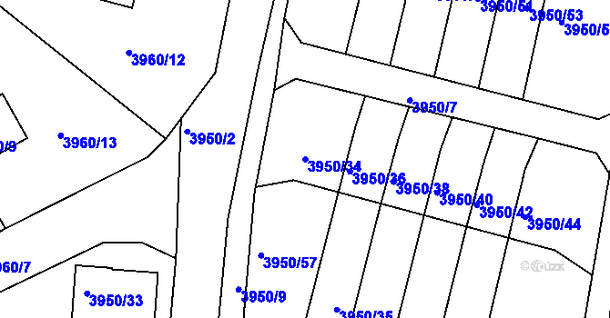 Parcela st. 3950/34 v KÚ Kutná Hora, Katastrální mapa