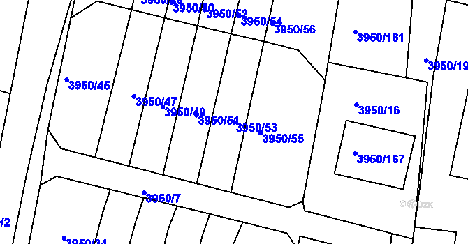 Parcela st. 3950/53 v KÚ Kutná Hora, Katastrální mapa