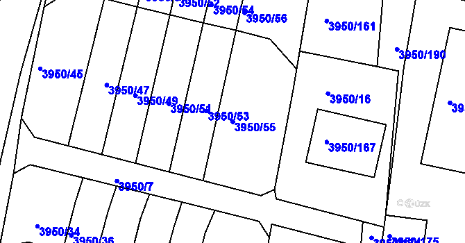 Parcela st. 3950/55 v KÚ Kutná Hora, Katastrální mapa