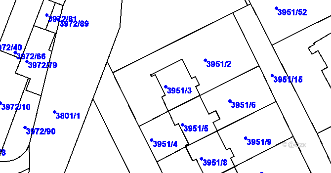 Parcela st. 3951/3 v KÚ Kutná Hora, Katastrální mapa