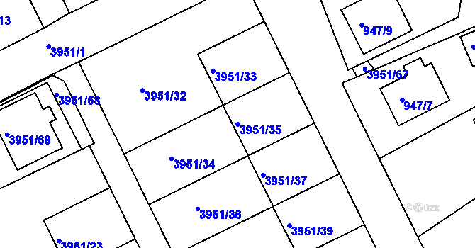 Parcela st. 3951/35 v KÚ Kutná Hora, Katastrální mapa