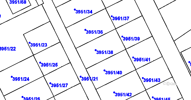 Parcela st. 3951/38 v KÚ Kutná Hora, Katastrální mapa