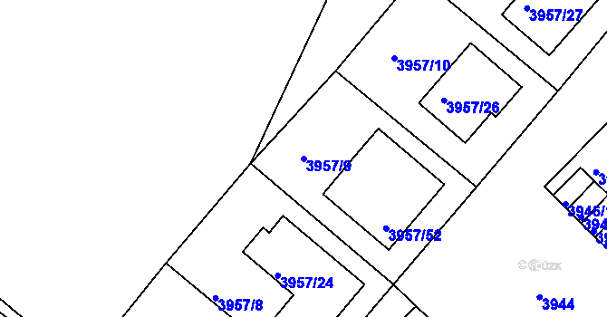 Parcela st. 3957/9 v KÚ Kutná Hora, Katastrální mapa