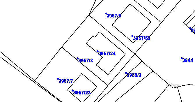 Parcela st. 3957/24 v KÚ Kutná Hora, Katastrální mapa
