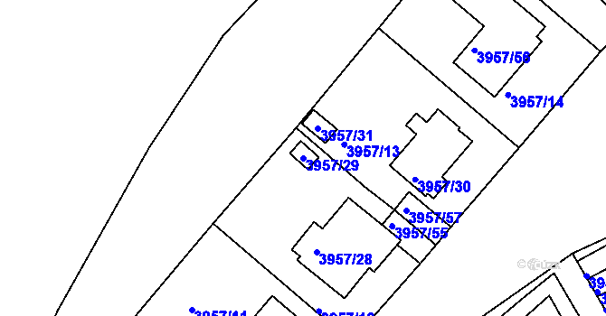 Parcela st. 3957/29 v KÚ Kutná Hora, Katastrální mapa