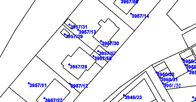 Parcela st. 3957/57 v KÚ Kutná Hora, Katastrální mapa