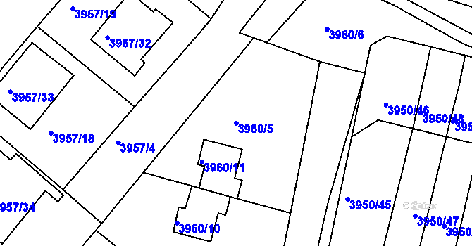 Parcela st. 3960/5 v KÚ Kutná Hora, Katastrální mapa