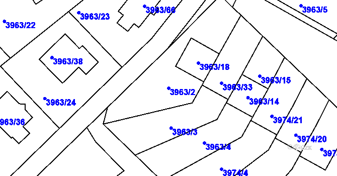 Parcela st. 3963/2 v KÚ Kutná Hora, Katastrální mapa