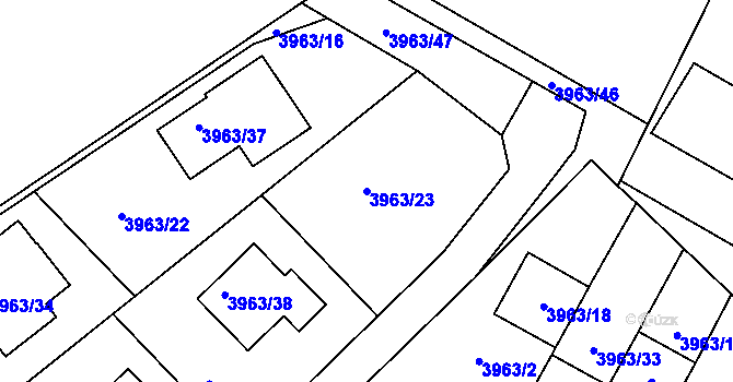 Parcela st. 3963/23 v KÚ Kutná Hora, Katastrální mapa
