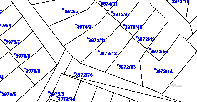Parcela st. 3972/12 v KÚ Kutná Hora, Katastrální mapa