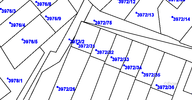 Parcela st. 3972/32 v KÚ Kutná Hora, Katastrální mapa