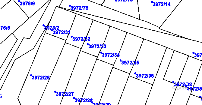 Parcela st. 3972/34 v KÚ Kutná Hora, Katastrální mapa