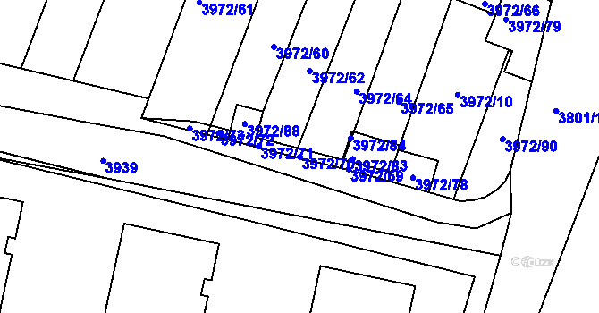 Parcela st. 3972/70 v KÚ Kutná Hora, Katastrální mapa