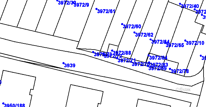 Parcela st. 3972/72 v KÚ Kutná Hora, Katastrální mapa