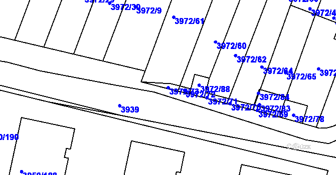 Parcela st. 3972/73 v KÚ Kutná Hora, Katastrální mapa